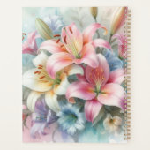 Aquarell-Monogramm rosa Lilien Blumen Planer (Rückseite)