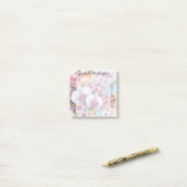 Aquarell-Monogramm rosa Orchideenblüten Post-it Klebezettel (Auf Schreibtisch)