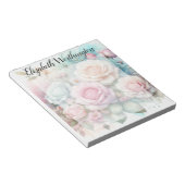 Aquarell-Monogramm rosa Rosen Blumen  Notizblock (angewinkelt)