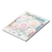Aquarell-Monogramm rosa Rosen Blumen  Notizblock (Rotiert)