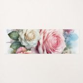 Aquarell-Monogramm rosa Rosen Blumen Yogamatte (Rückseite (Horizontal))