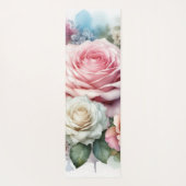 Aquarell-Monogramm rosa Rosen Blumen Yogamatte (Rückseite)