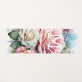 Aquarell-Monogramm rosa Rosen Blumen Yogamatte (Vorderseite (Horizontal))