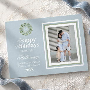 Aquarell-Monogramm-Schrift-Foto-Flach-Weihnachtska Feiertagskarte