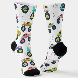 Aquarell-Monster-Car-LKWs für Kinder Socken