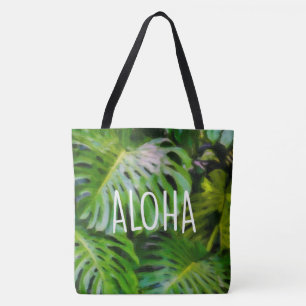 Aquarell Monstera Aloha Hawaiianischer Strandtasch Tasche