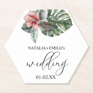 Aquarell Monstera Blatt Florale Hochzeit Untersetzer