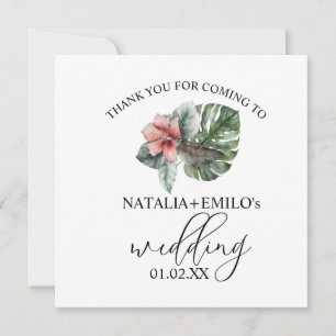 Aquarell Monstera Blatt Florale Hochzeits Dankeska Einladung