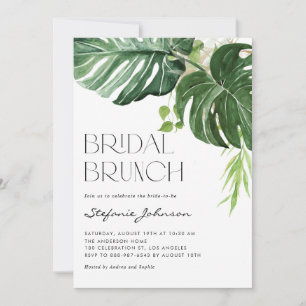 Aquarell Monstera Blätter Tropischer Brautbrunch Einladung