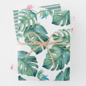Aquarell Monstera Blätter und rosa Flamingos (Beispiel)