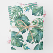 Aquarell Monstera Blätter und Rosa Flamingos Wrap (Beispiel)