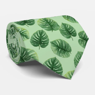 Aquarell-Monstera-Blattmuster Krawatte