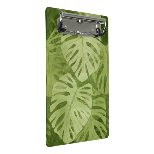Aquarell Monstera Muster Mini Klemmbrett (Schrägansicht)