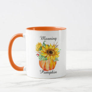 Aquarell-Morgen-Kürbis-Sonnenblumen-Tasse Tasse