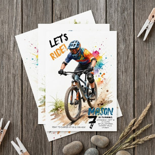 Aquarell-Mountainbike-Jungen-Geburtstagseinladung Einladung