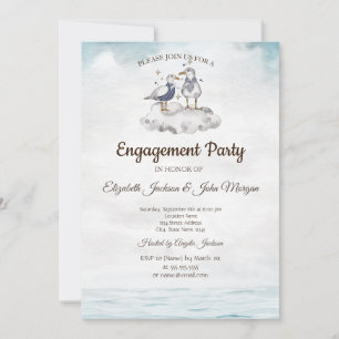 Aquarell-Möwen-Strand-Hochzeitsantrag Einladung