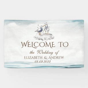 Aquarell Möwen Strandhochzeit Banner
