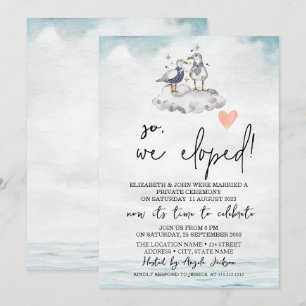 Aquarell-Möwen-Strandhochzeit Elopement   Einladung