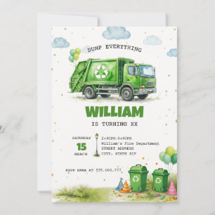 Aquarell Müllwagen Recycling Geburtstag Einladung