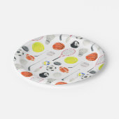 Aquarell Multi Sport Pattern Balls Fußball Tennis Pappteller (Schrägansicht)