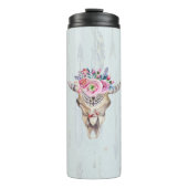 Aquarell Multicolored Bull Skull Thermosbecher (Vorderseite)