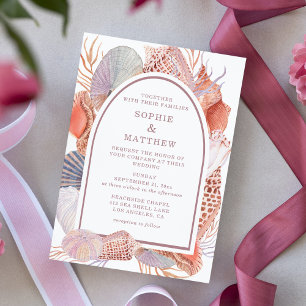 Aquarell-Muschel-Küsten-Chic-Hochzeit Einladung