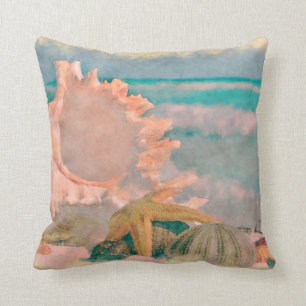Aquarell-Muscheln auf Strandkissen Kissen