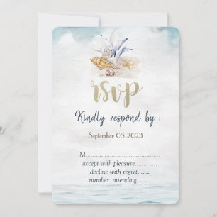 Aquarell-Muscheln,Meer-Hochzeit RSVP Einladung