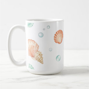 Aquarell-Muscheln Perlen Küstenmuster Kaffeetasse
