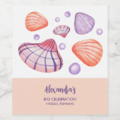 Aquarell-Muscheln Set für Lebensmittel und Getränk Weinetikett (Einzelnes Label)