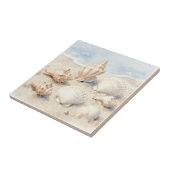 Aquarell-Muscheln Strand Szene Fliese (Seite)
