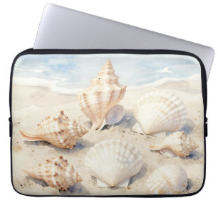 Aquarell-Muscheln Strand Szene Laptopschutzhülle
