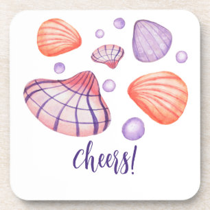 Aquarell Muscheln Untersetzer aus hartem Kunststof