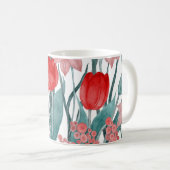 Aquarell-Muster mit Frühlingsblüte Kaffeetasse (VorderseiteRechts)