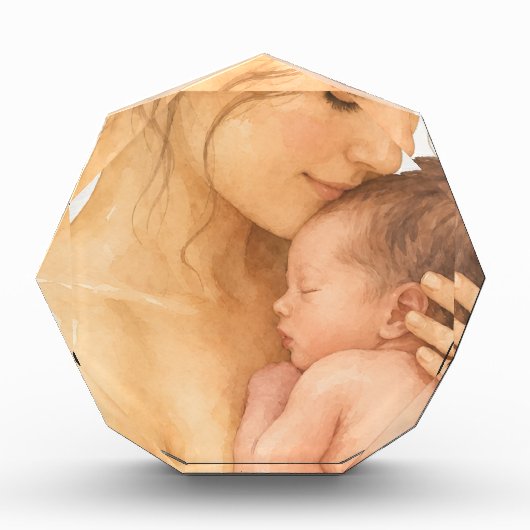 Aquarell-Mutter-und-Kind-Liebesillustration Fotoblock (Vorderseite)