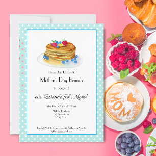 Aquarell-Muttertags-Pfannkuchen-Brunch-Party Einladung