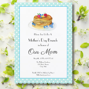 Aquarell-Muttertags-Pfannkuchen-Brunch-Party Einladung