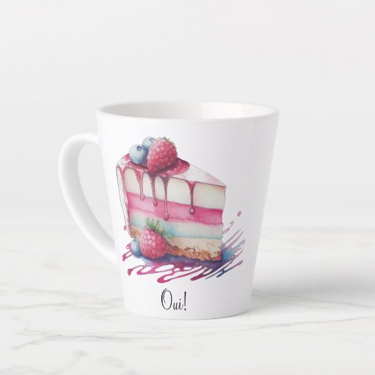 Aquarell Nachtisch Kuchen Oui! Latte Tasse (Linke Ecke)