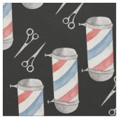 Aquarell Nahtloser Musterbarberladen nach Garten Stoff (Nahaufnahme)