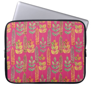 Aquarell nahtloses florales Muster Hintergrundtext Laptopschutzhülle