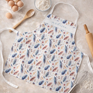 Aquarell Name Boho Feder Floral Personalisiert Schürze