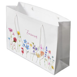 Aquarell-Name Wildblume Minimalistischer Boho-Stil Große Geschenktüte