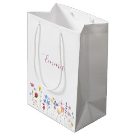 Aquarell-Name Wildblume Minimalistischer Boho-Stil Mittlere Geschenktüte