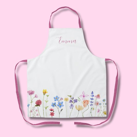 Aquarell-Name Wildblume Minimalistischer Boho-Stil Schürze