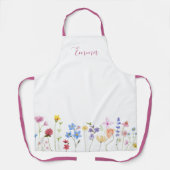 Aquarell-Name Wildblume Minimalistischer Boho-Stil Schürze (Vorderseite)