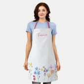 Aquarell-Name Wildblume Minimalistischer Boho-Stil Schürze (Getragen)