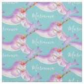 Aquarell Narwhal individuelle Name Stoff (Muster)