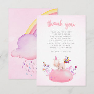 Aquarell Nashorn Einhorn Baby Mädchen Dusche Danke Einladung