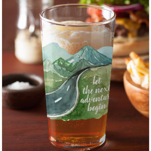 Aquarell-Natur Lasst uns das nächste Abenteuer beg Glas