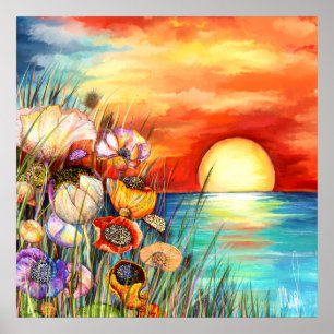 Aquarell-Natur-Sonnenaufgang-Poster Poster